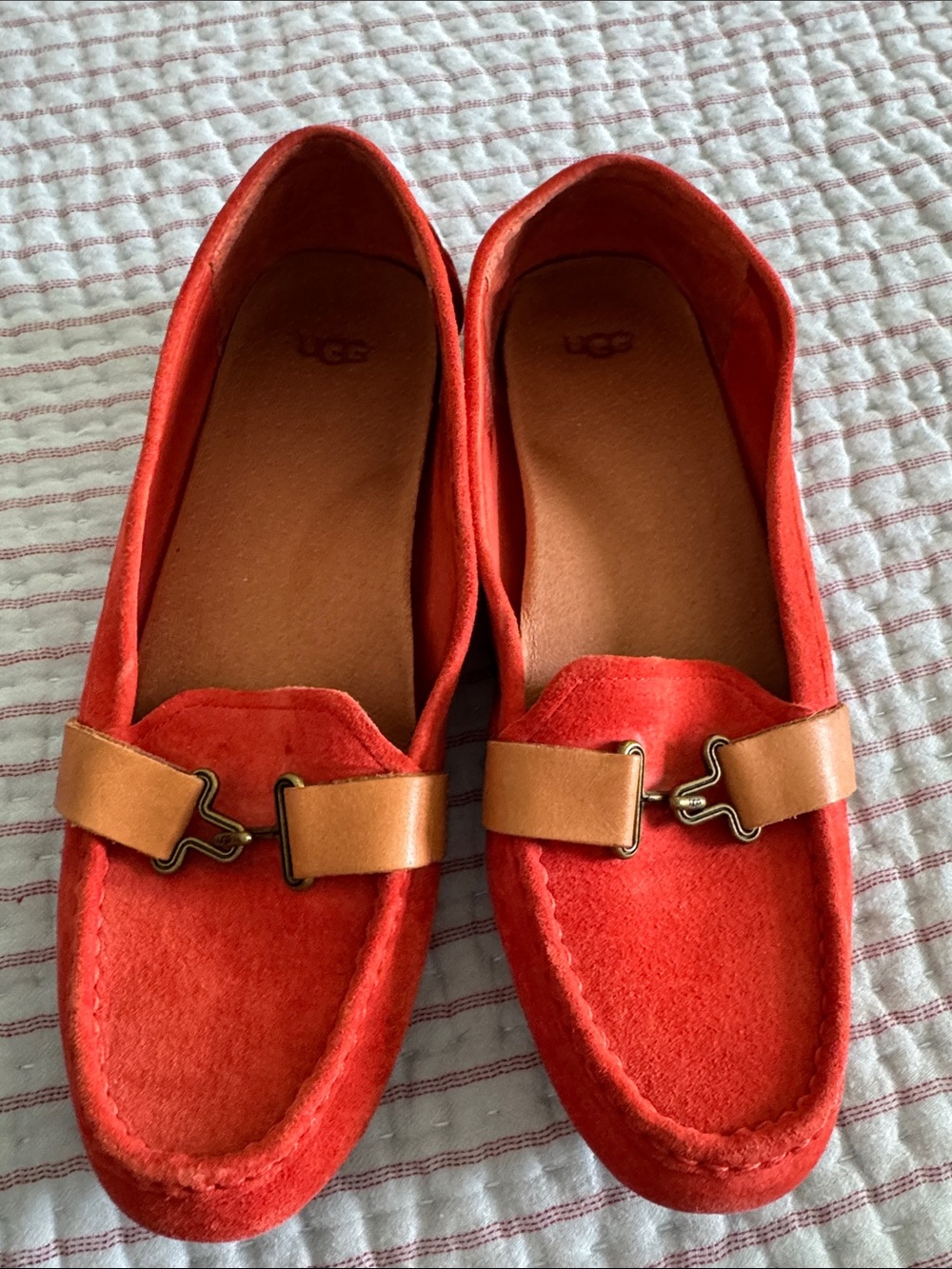 UGG Coral Suede Driving Moccasins with Tan Sole